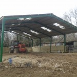 Agricultural shed in progress.