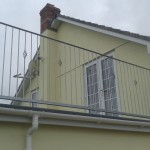 Decrotive galvanised house balcony side view