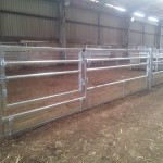 Sheep feed barriers with inward or outward opening 4ft gate.